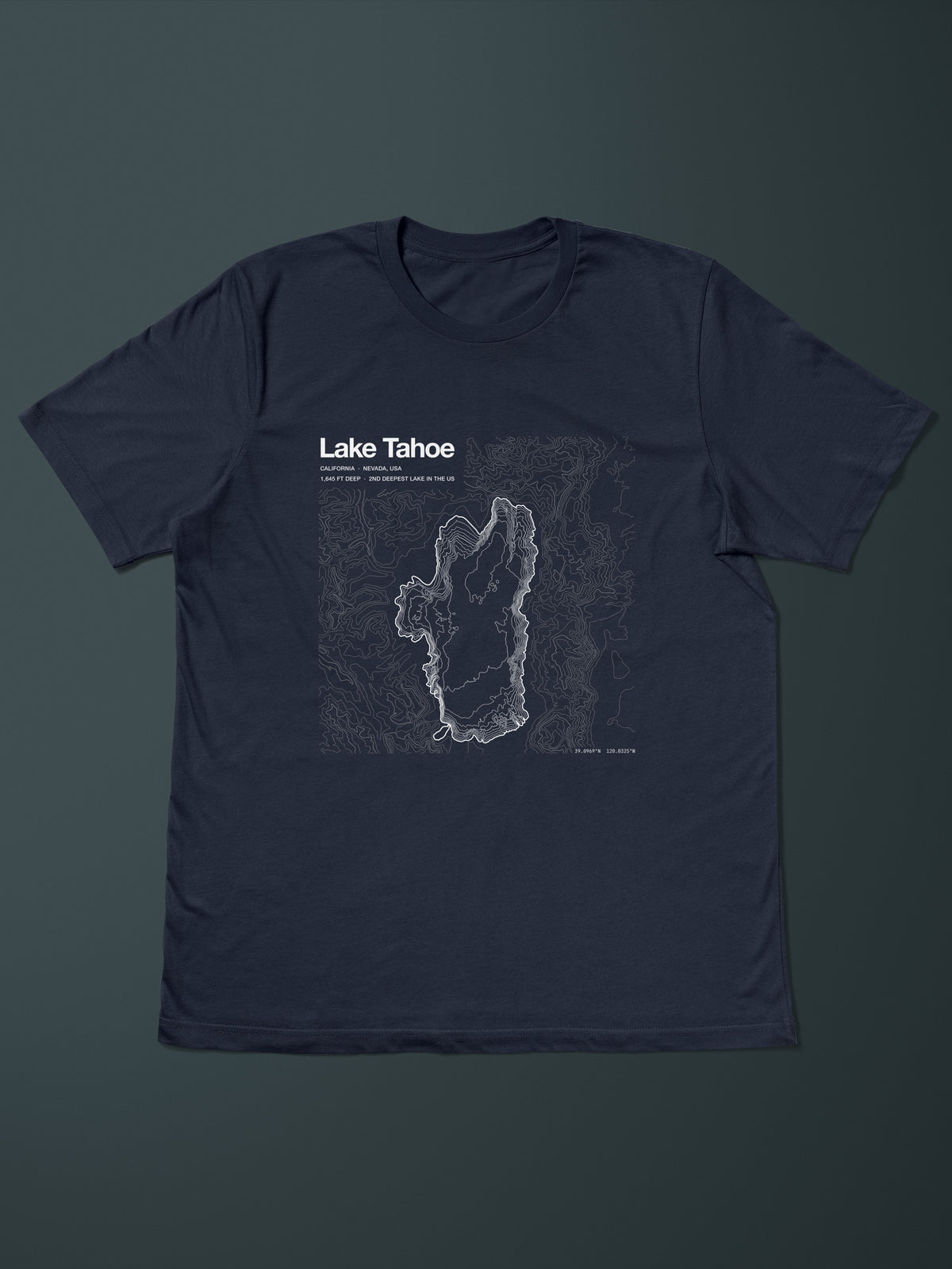 Lake Tahoe topographic contour-art t-shirt - Horizon Editions.