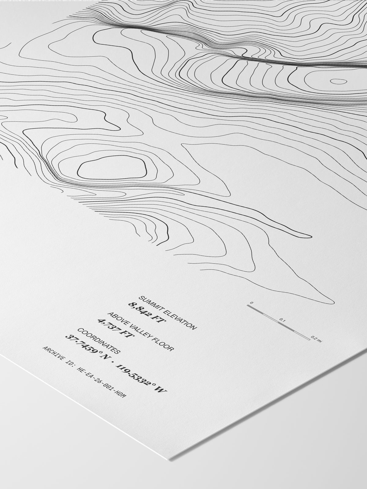 Detail of the Half Dome poster: Archive ID, scale bar and coordinates