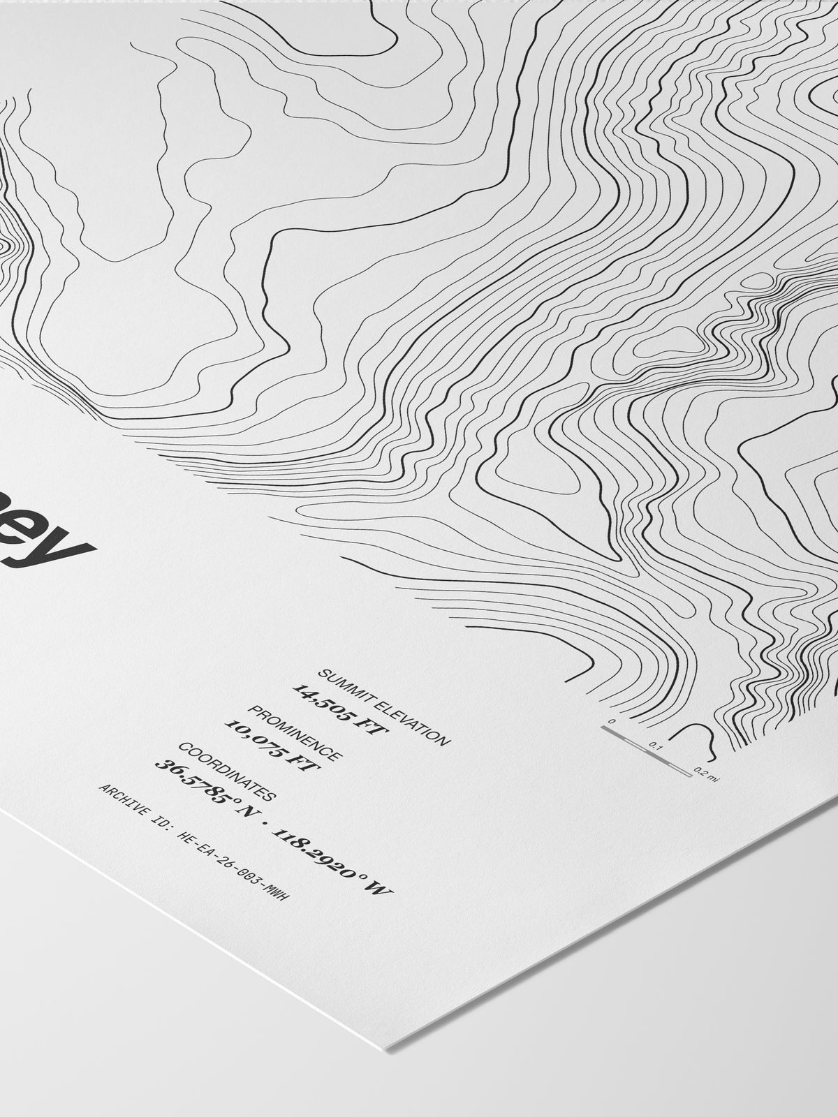 Detail of the Mount Whitney poster: Archive ID, scale bar and coordinates
