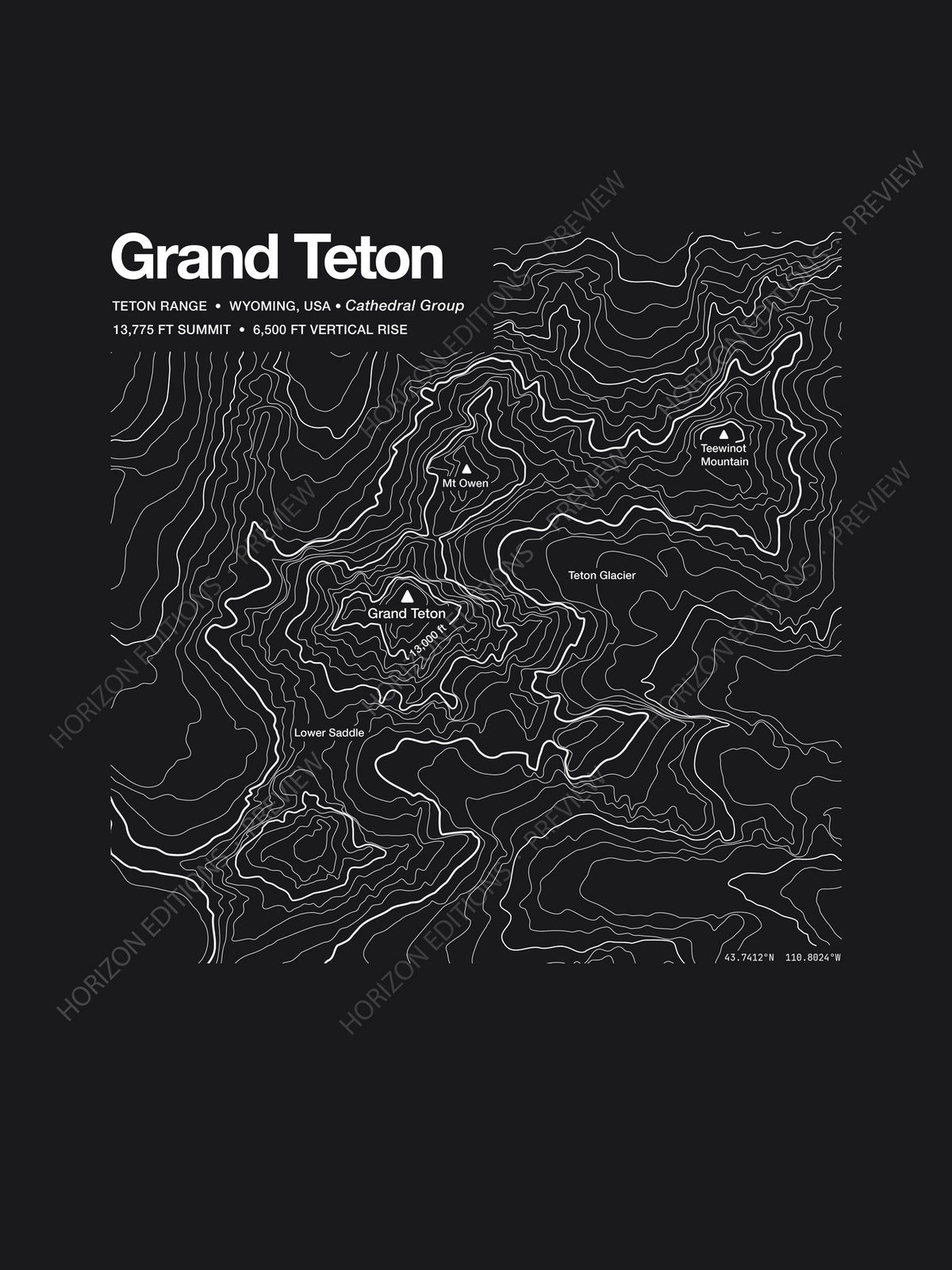 Grand Teton Complete Edition - matched contour tee and archival print - Horizon Editions.