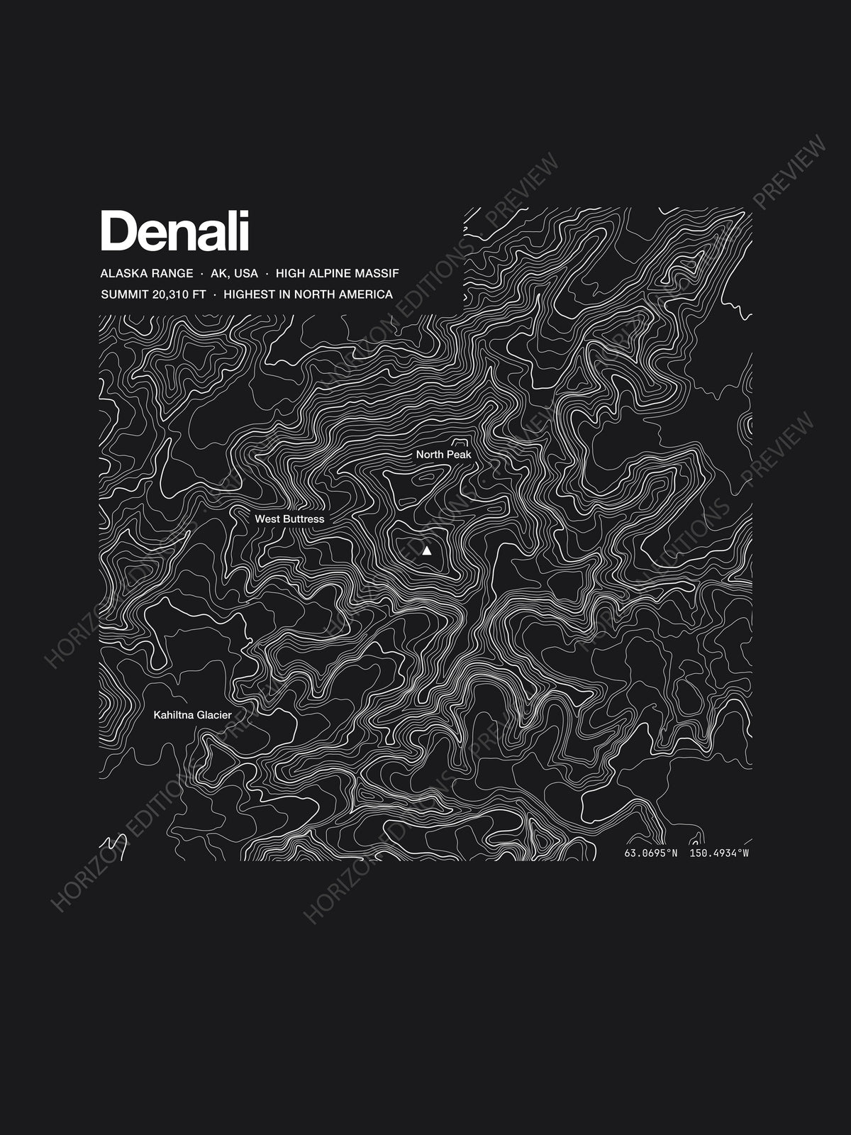 Denali Complete Edition - matched contour tee and archival print - Horizon Editions.