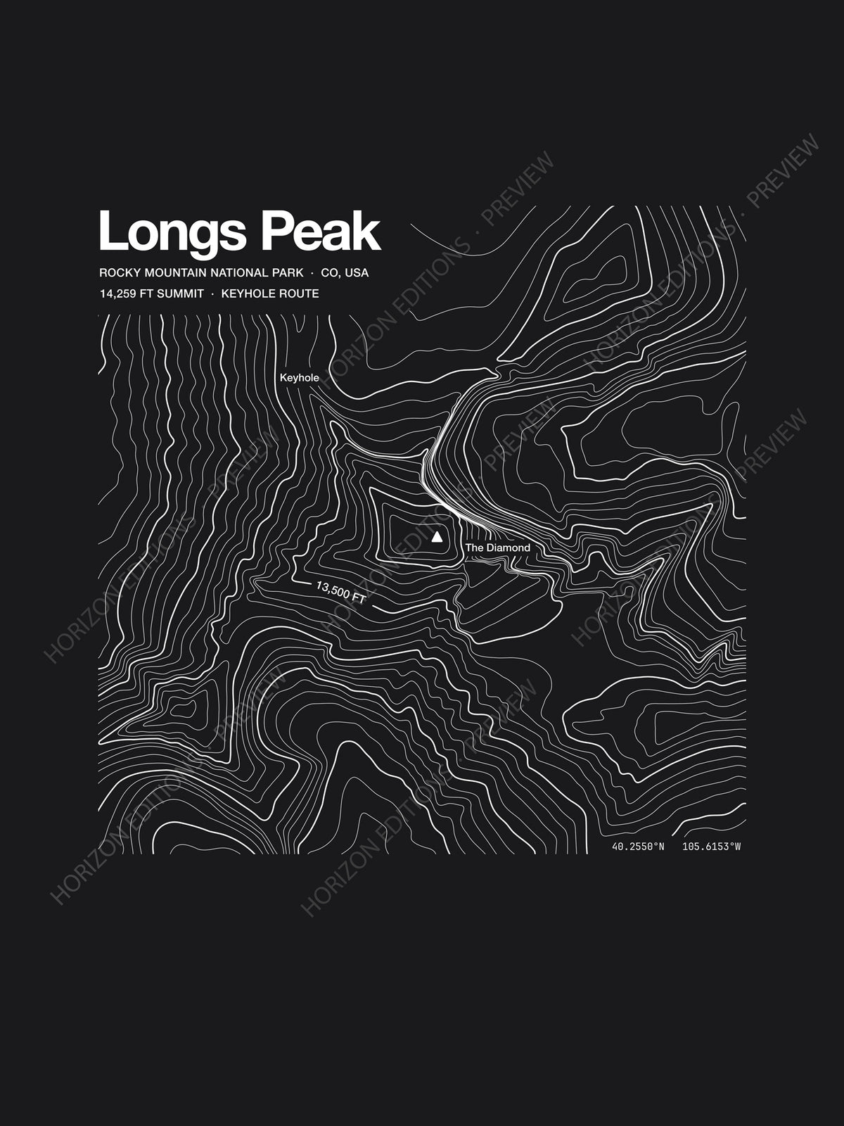 Longs Peak Complete Edition - matched contour tee and archival print - Horizon Editions.