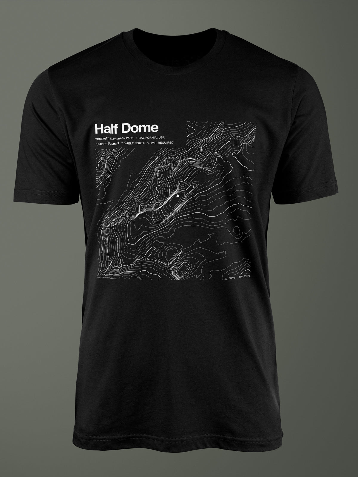 Half Dome topographic map T-shirt in Black