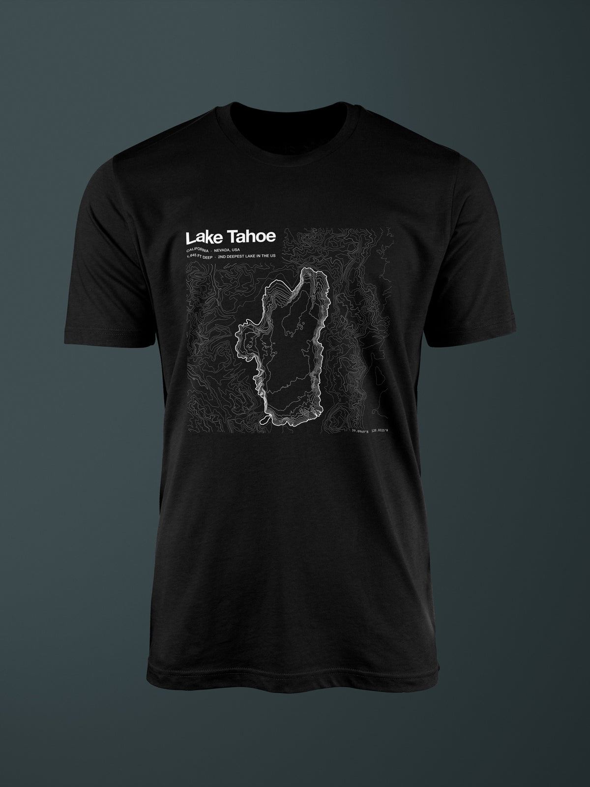 Lake Tahoe topographic contour-art t-shirt - Horizon Editions.