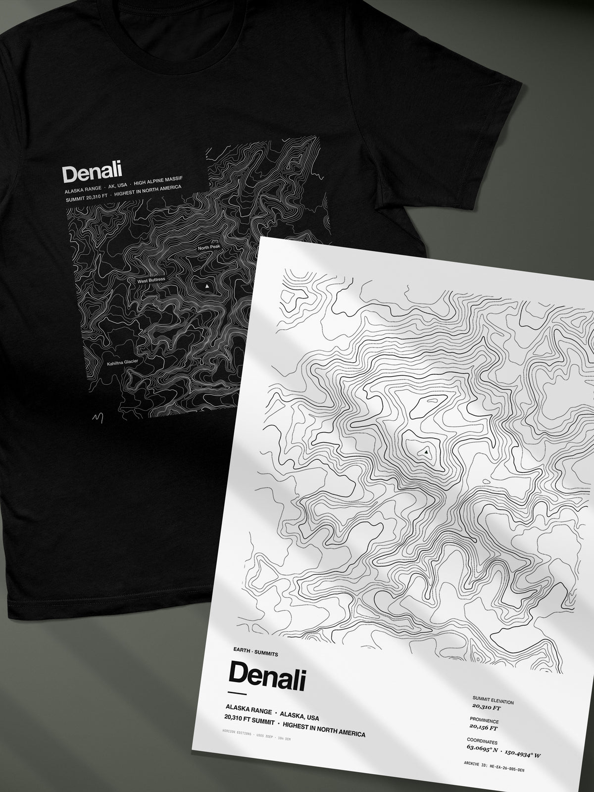 Denali Complete Edition - matched contour tee and archival print - Horizon Editions.