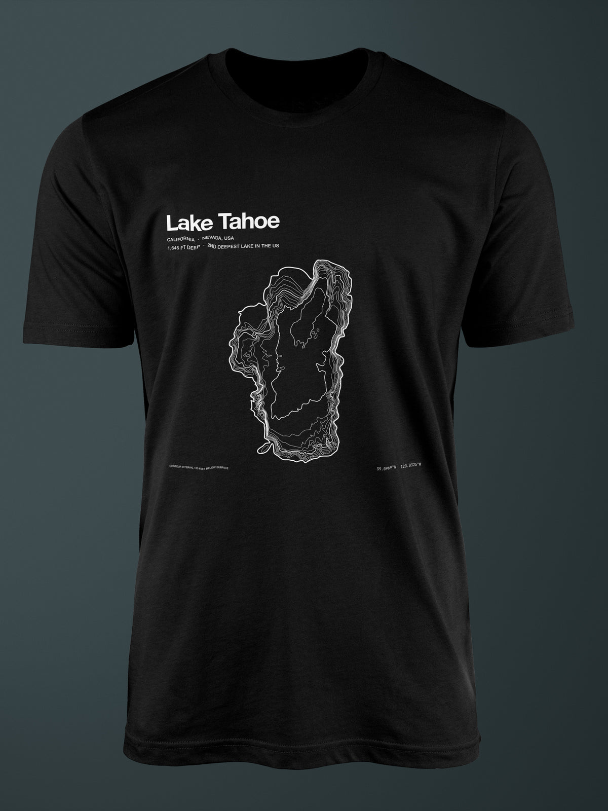 Lake Tahoe bathymetric map T-shirt in black