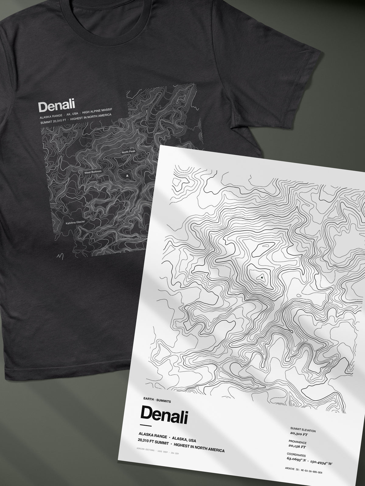 Denali Complete Edition - matched contour tee and archival print - Horizon Editions.