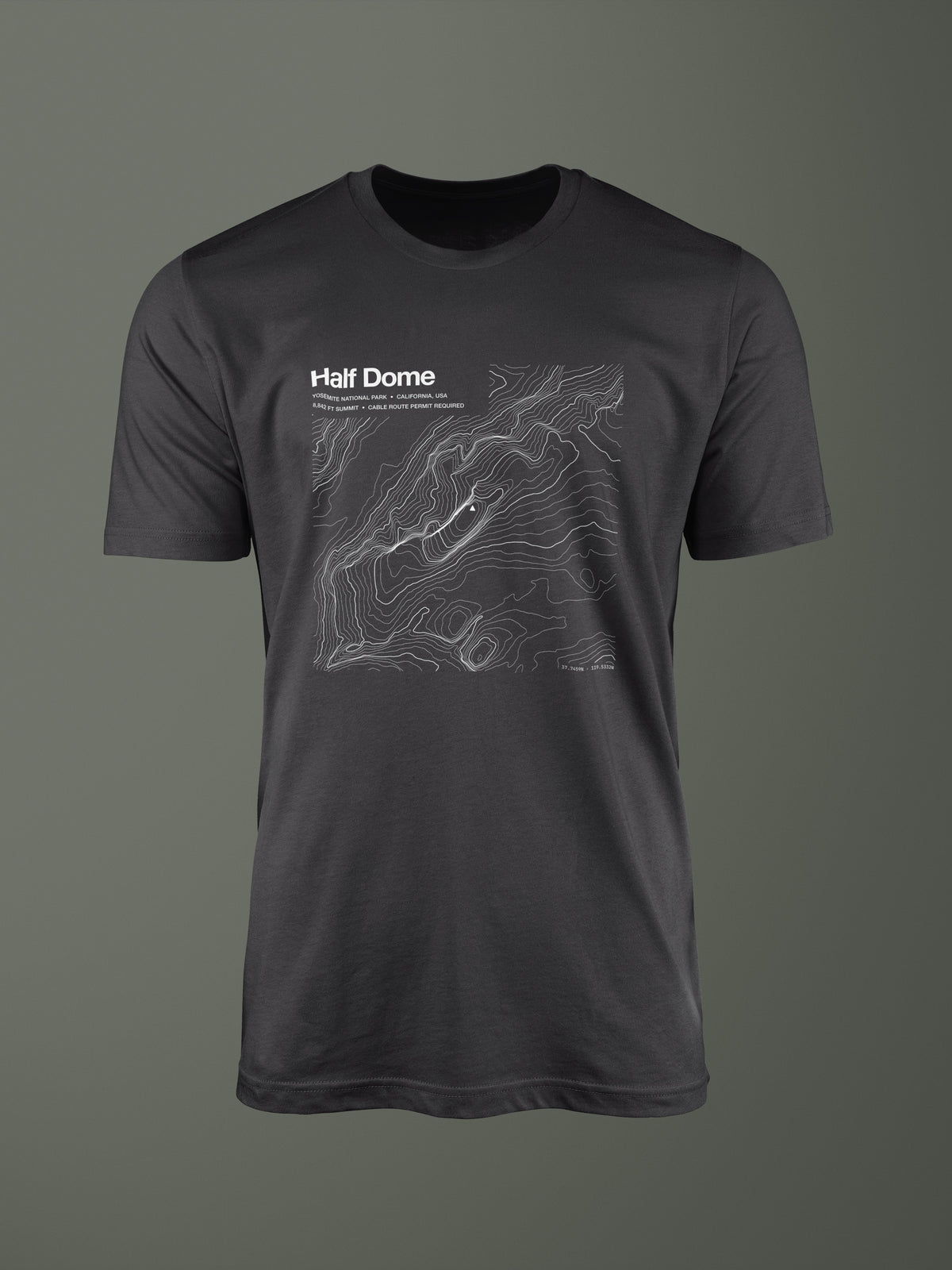 Half Dome topographic contour-art t-shirt - Horizon Editions.
