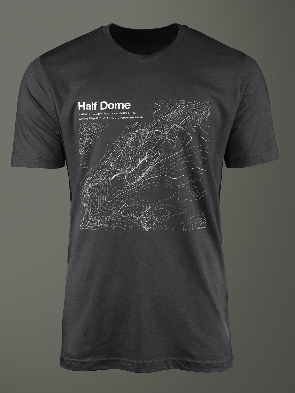 Half Dome topographic map T-shirt in Dark Grey