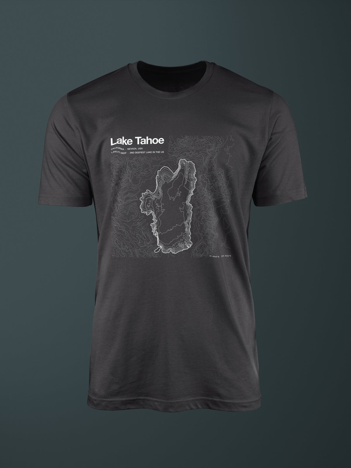 Lake Tahoe topographic contour-art t-shirt - Horizon Editions.