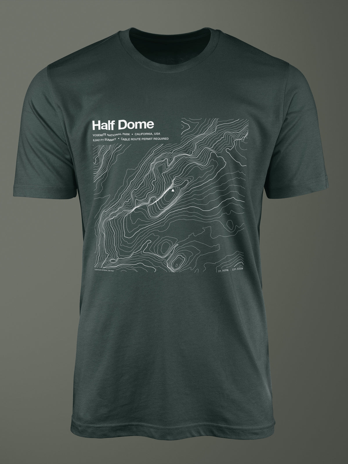 Half Dome topographic map T-shirt in Forest