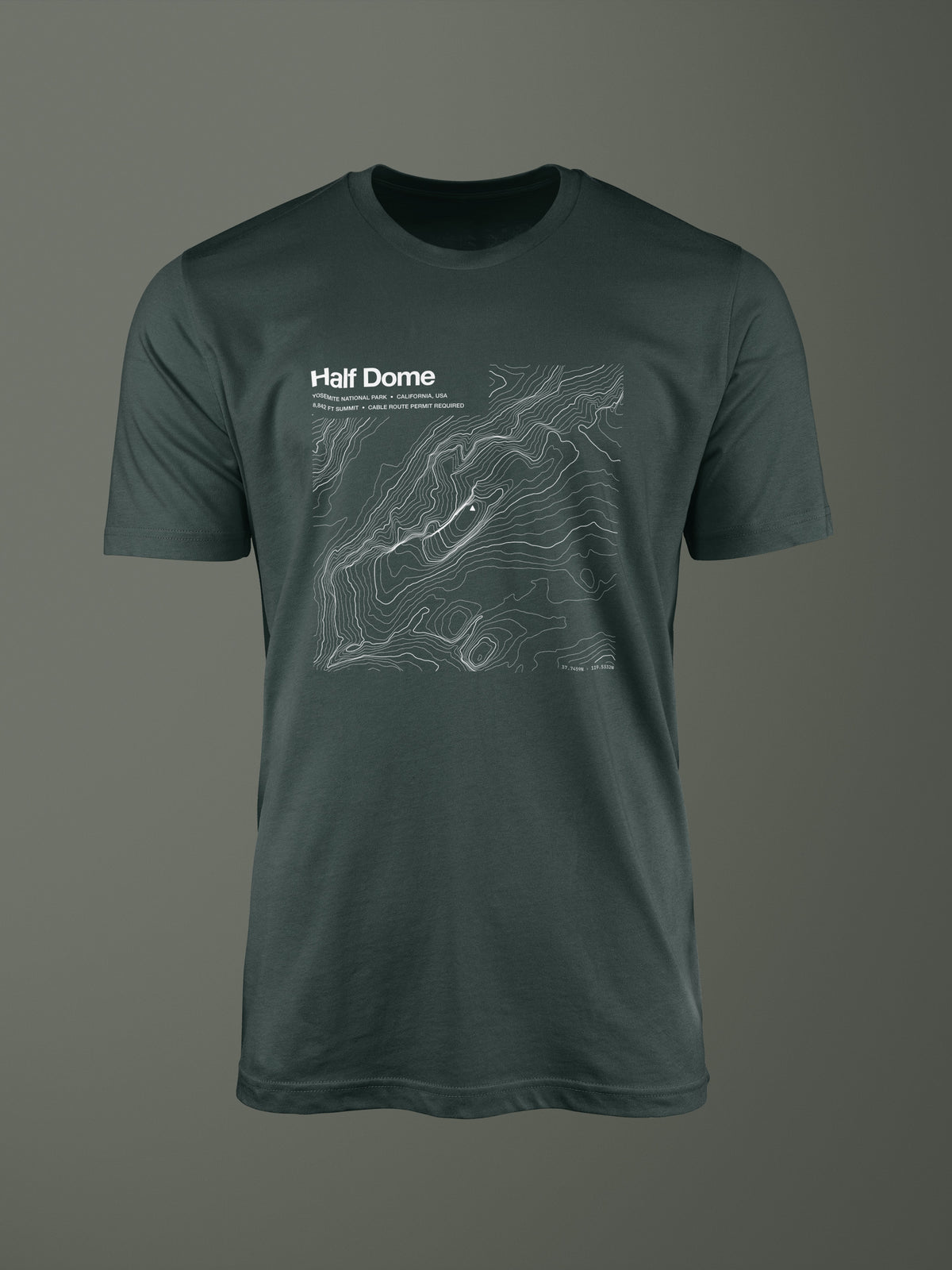 Half Dome topographic contour-art t-shirt - Horizon Editions.