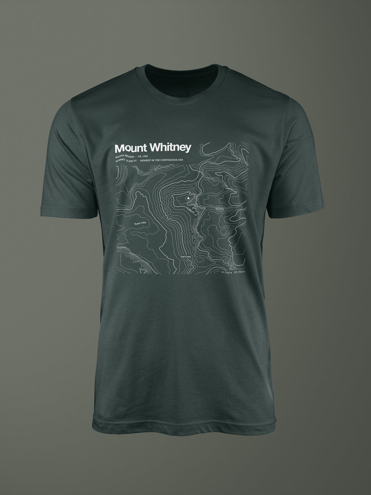 Mount Whitney topographic contour-art t-shirt - Horizon Editions.