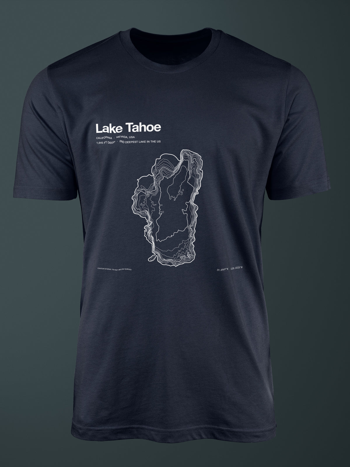 Lake Tahoe bathymetric map T-shirt in navy