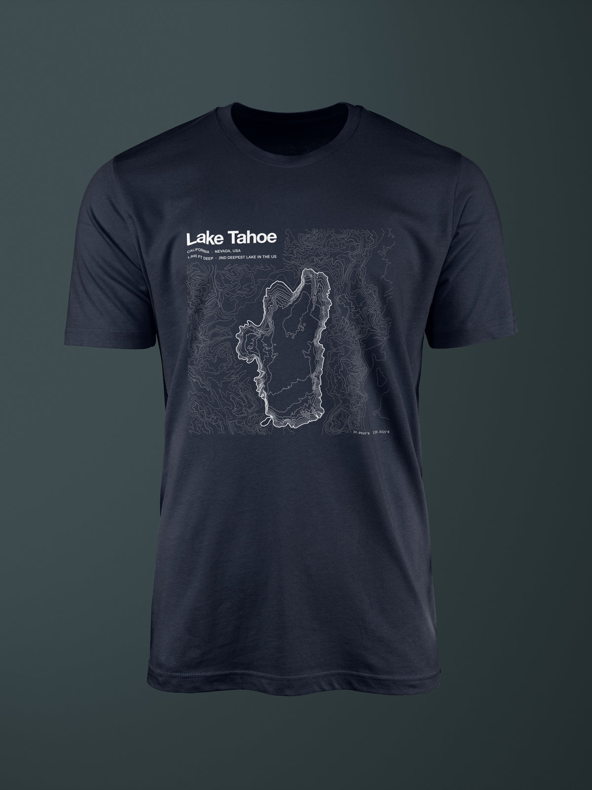 Lake Tahoe topographic contour-art t-shirt - Horizon Editions.