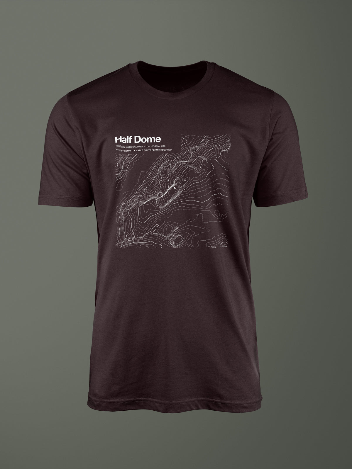 Half Dome topographic contour-art t-shirt - Horizon Editions.