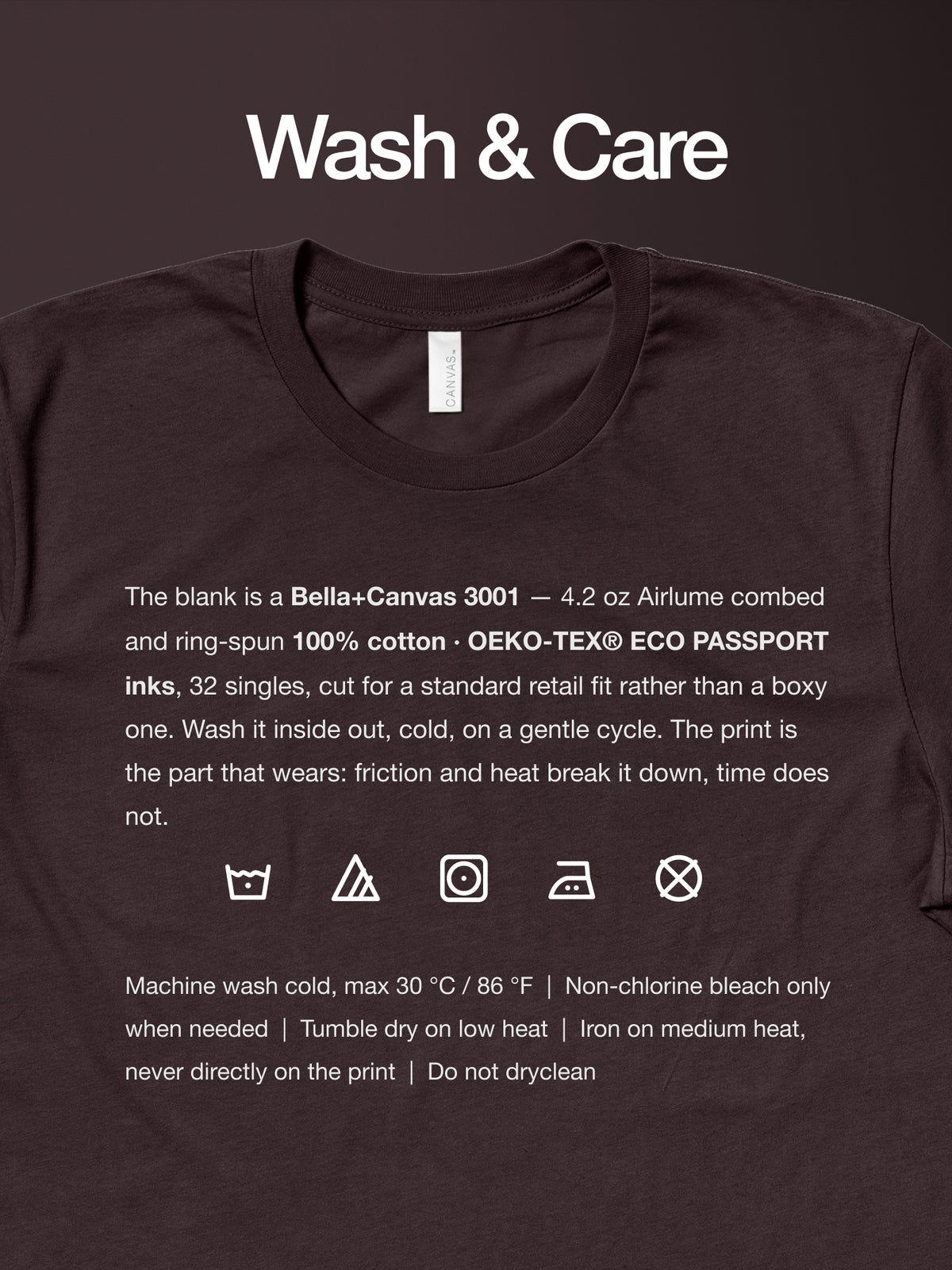 Mount St. Helens silhouette T-shirt care instructions